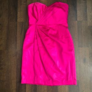 DAVID'S BRIDAL Fuchsia Satin Sweetheart Dress